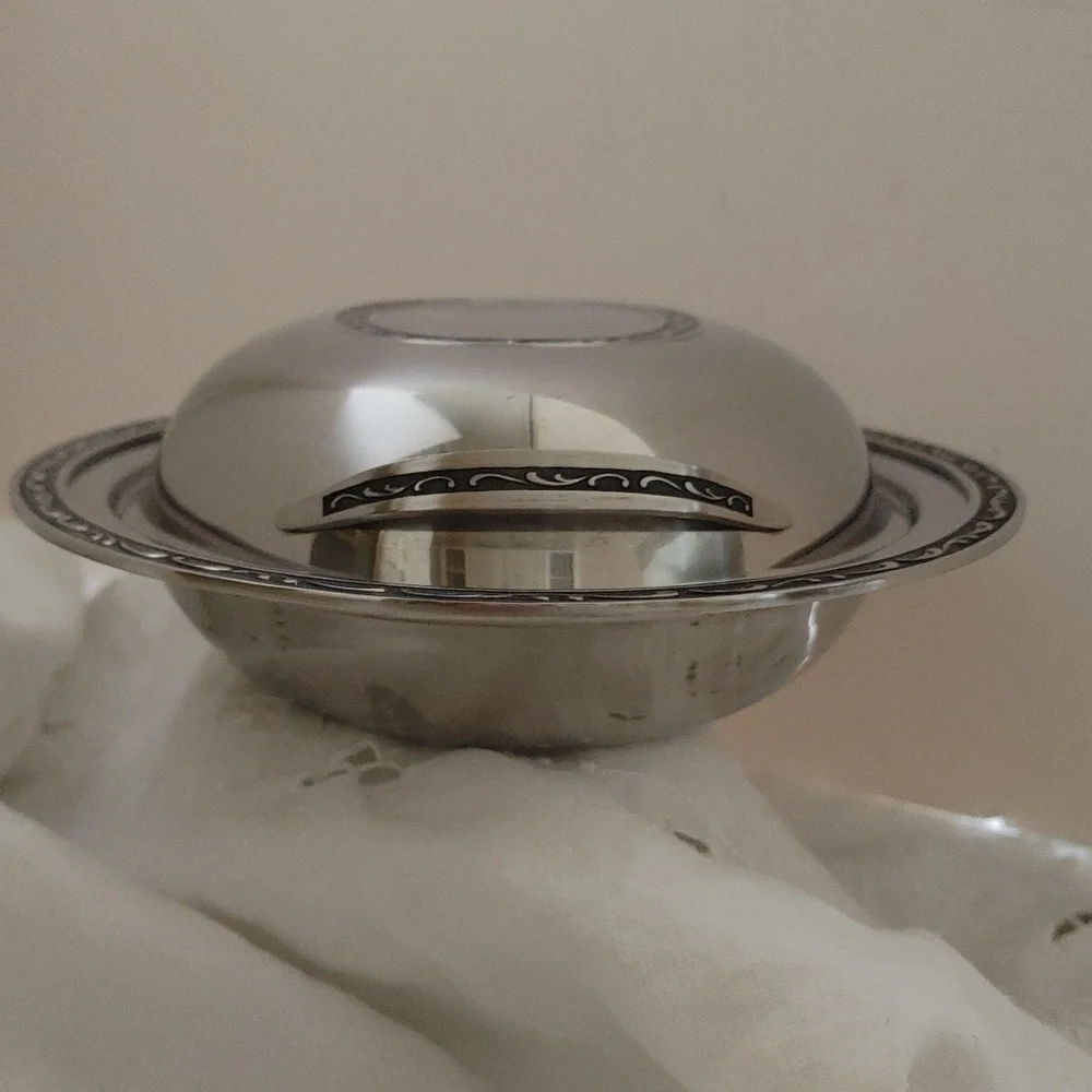 Mid Century Oneida Oval Stainless Steel Covered Serving Dish